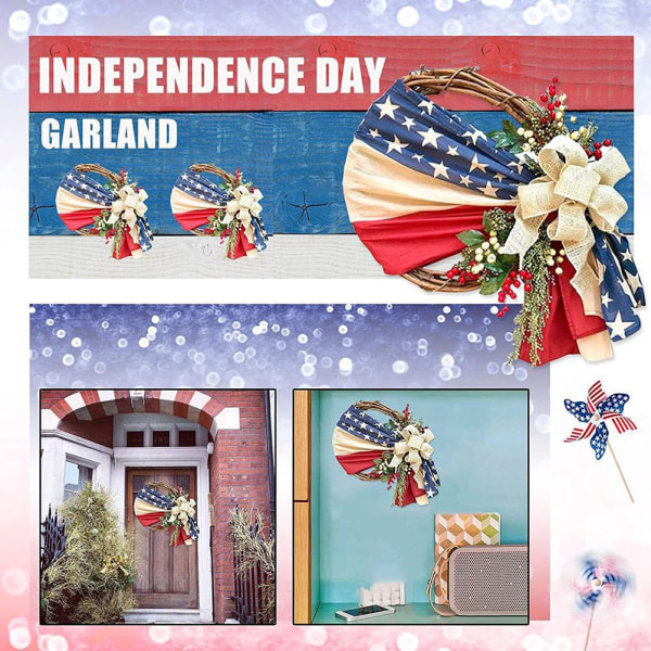 Ytterdörr 16 i Wreaths for Independence Day Memorial Patriotic and 4th of July Veterans Day American Floral Vines Garland Ornaments