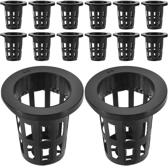 Hydroponics - Dyrkningssystem - Netkopper - Bred læbe - Sorte potter - Havearbejde - Grøntsager - 2 tommer - Rund - Plast - Hydroponics Kit - 50 stk