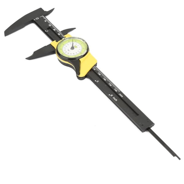 Plast Dial Vernier Caliper Ruler - Professional 0-150mm Measuring Tool (Yellow)