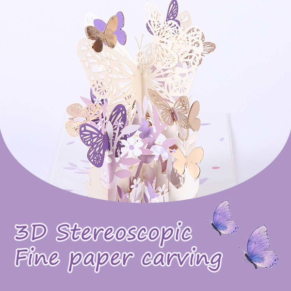 Sommerfugl Blomster Pop Up Kort, Unik Gave til Damer-Piger, Sommerfugl Blomster 3D Pop Up Kort med Blomsterdesign til Hendes Mor Mors Dag - Kone