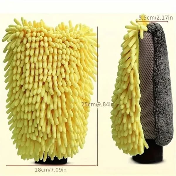 Set med 2 tvätthandskar i mikrofiber-chenille — Extra tjocka, dubbelsidiga rengöringshandskar