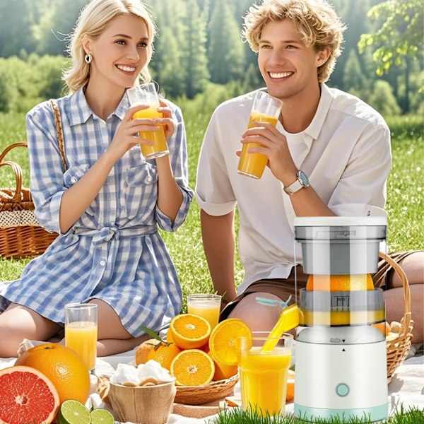 Elektrisk Saftpresser Genopladelig - Citrus Saftpresser Maskiner med USB Saftpresser til Appelsin, Citron, Grapefrugt