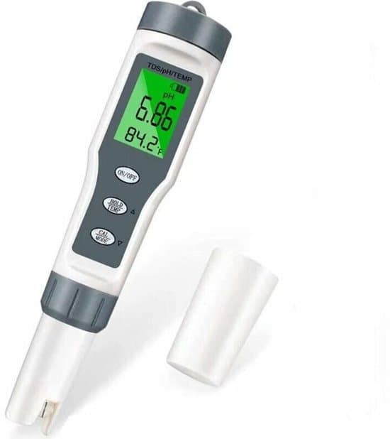 3-i-1 Elektronisk Basseng pH-måler med TDS-måler, Termometer, LCD Vannkvalitetsanalysator