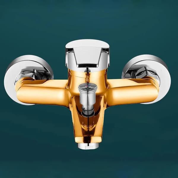 Wall-mounted shower mixer, made of brass, hot and cold water, ceramic material, single handle.