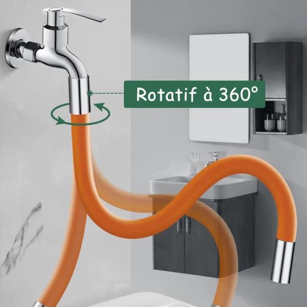 360° kranhode forlengelsesslange, silikonmateriale, med tetningsring, svart, 20cm