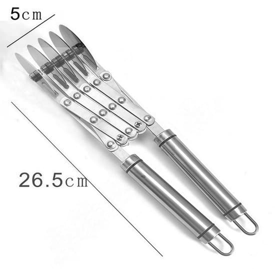 Dough Cutter with Five Wheels - Adjustable Pasta and Spaghetti Cutter - Multifunctional Pizza Cutter with Handle - Silver - 26.6 × 5 × 5 cm