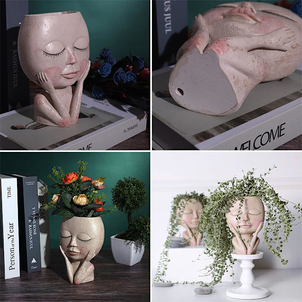 Flickhuvudplanter för flickor, blomkruka, säker och giftfri trädgårdsdekoration för bröllop och födelsedag