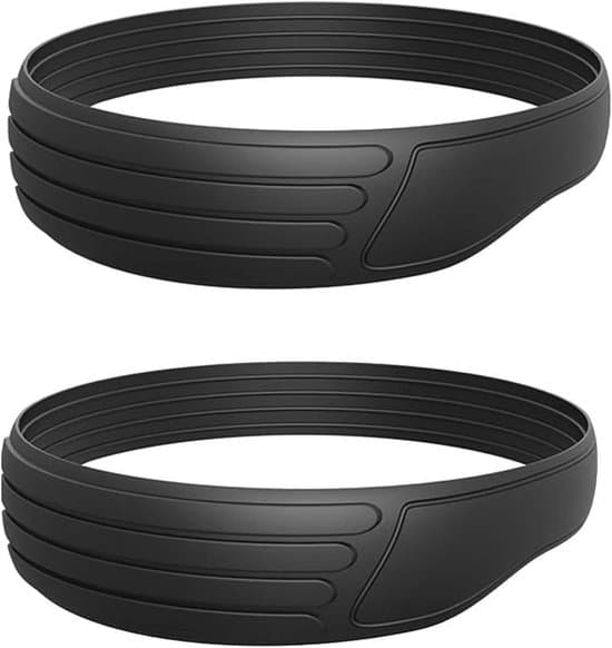 Silicone Knee Strap with Patella Support - Stable Non-Slip, Extra Friction/Width - High-Quality Silicone - Black - 2 Pieces