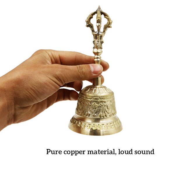 Handgjord handklocka te meditation larm bön tibetansk buddhistisk klocka