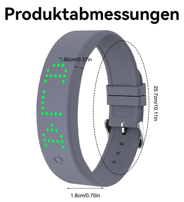 Vibrerende vekkerklokke armbåndsur – Timer, 8 alarmtider, søvnovervåking, vanntett, kobles til smarttelefoner, egnet for barn og voksne.