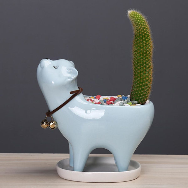Katteunger Keramik Sukkulenter Potter med Drænhul Mini Potter til Planter Kaktus Planter Beholdere til Hjem og Kontor Dekoration