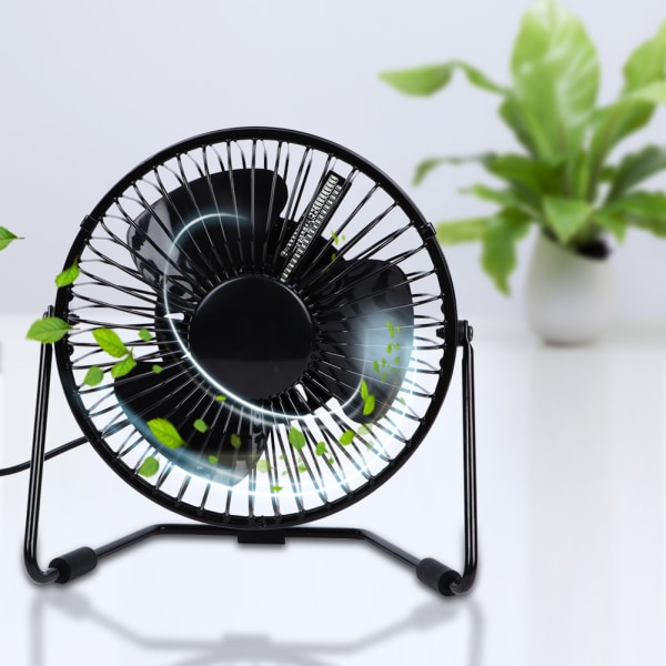 Mini USB Desk Fan LED Time Clock 360 Degree Rotation Small Quiet Table Cooling Fans