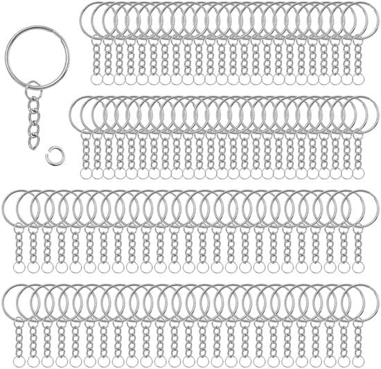 - Keychains 100 pieces - Keychain with chain - Split metal ring - DIY keychain - Craft set - High quality metal