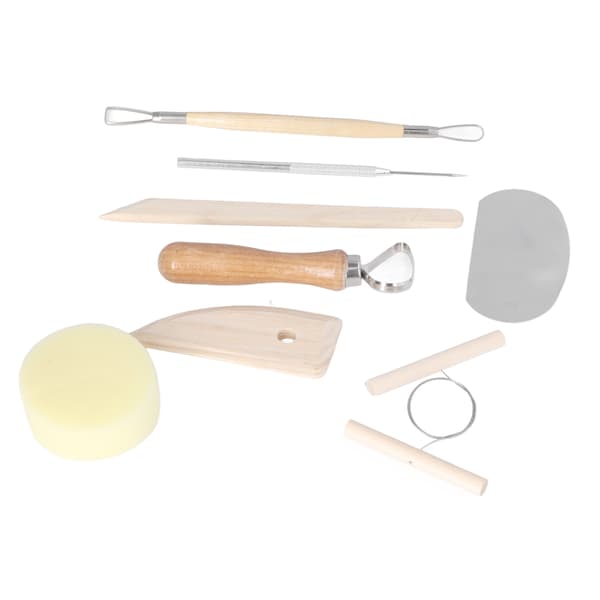 Ceramic Tool Set 8-Pack Double-Sided Wooden Handle Clay Sculpting and Carving Kit for Shaping