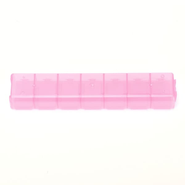 Pink 7-Compartment Storage Box Travel Jewelry Organizer Repackable Plastic Palette Container