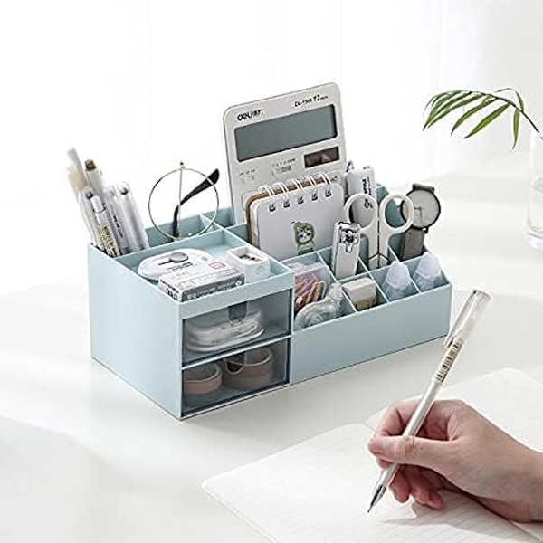 Makeup Organizer til Kommode med 2 Opbevarings Skuffer, Soveværelse Skrivebord Organisation, Klar Skuffe Organizer til Kosmetik
