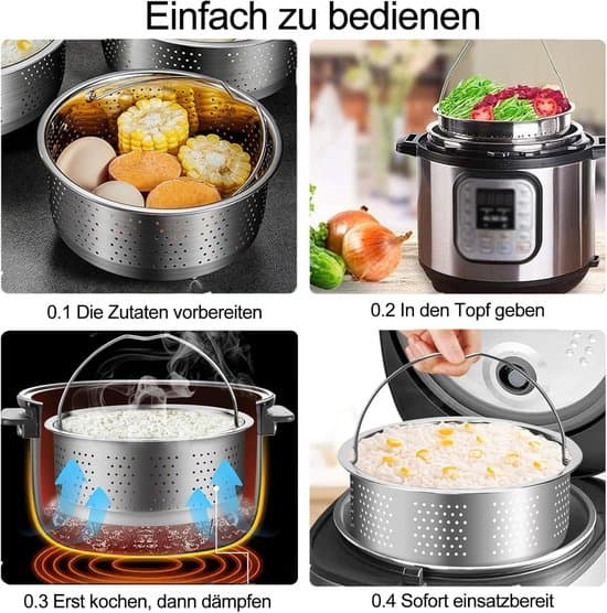 Steam insert — 304 stainless steel — Silicone handle — Outer diameter: 15.8 cm — Suitable for steaming vegetables and eggs — Capacity: 2 liters
