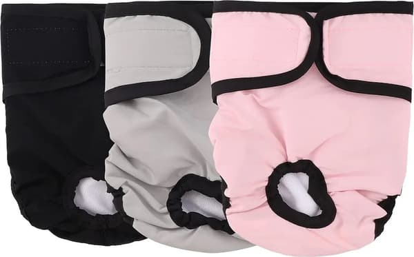 Reusable Dog Diapers, 3-Pack, Washable, Adjustable, Highly Absorbent, Suitable for All Types of Dogs (L).