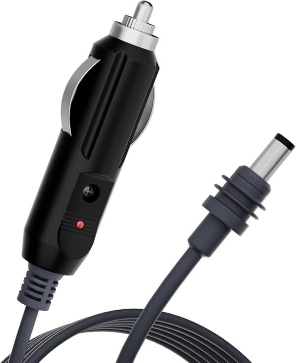 Biladapter, mini DC-strømkabel til direkte tilslutning til cigarettænder (12V-24V), 3M vandtæt DC hanstik til plug-and-play-brug.