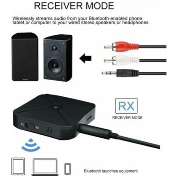 Bluetooth sender/mottaker, trådløs lydkonverter, Bluetooth 5.0 2-i-1 trådløs lydadapter for håndfri biltelefoni