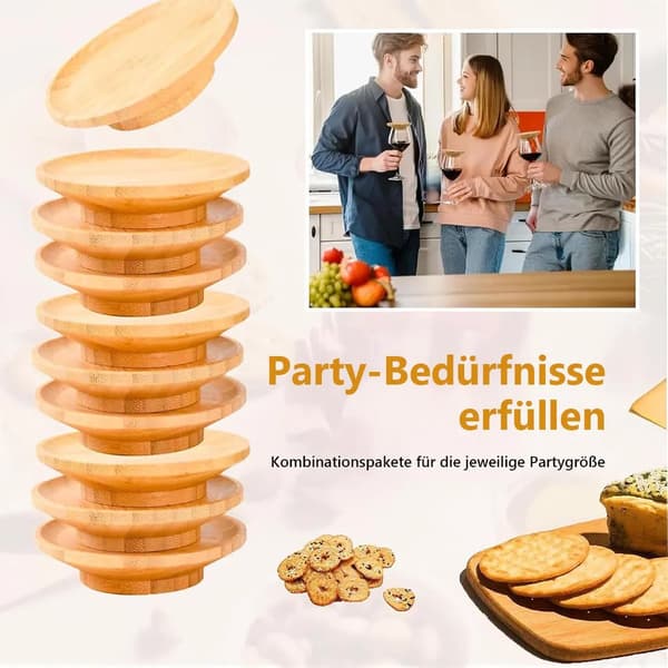 10-pak bambus vinglaslåg og charcuterifadsbeskyttere til snacks, desserter, buffeter og fester