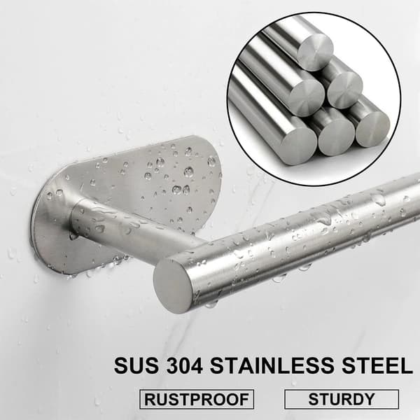 Selvklebende håndkleholder i rustfritt stål, 40 x 8 x 4,5 cm (sølv)
