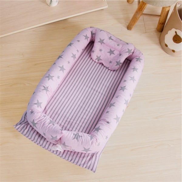 Cotton Baby Snuggle Nest Bionic Bed Portable Newborn Sleep Lounger med stjärnmönster