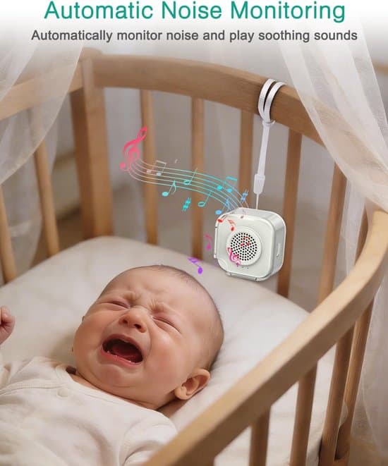White noise-maskin med 28 lyder, støydeteksjon og bærbar Bluetooth