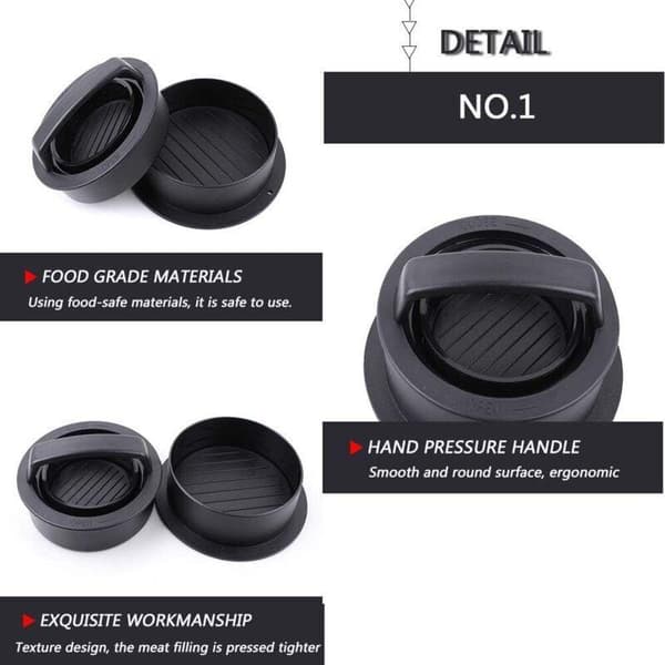 Burgerpress, Hamburgerpress, 3-i-1 Hamburgerpress, Non-Stick Hamburgerformkit, Burger- och Färspress