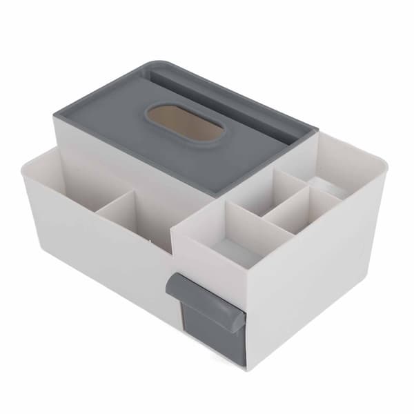 Tissue Box Multifunctional Stylish Decorative Facial Tissue Holder for Kitchen Dining Room Bathroom Desk Light Gray with Dark Gray