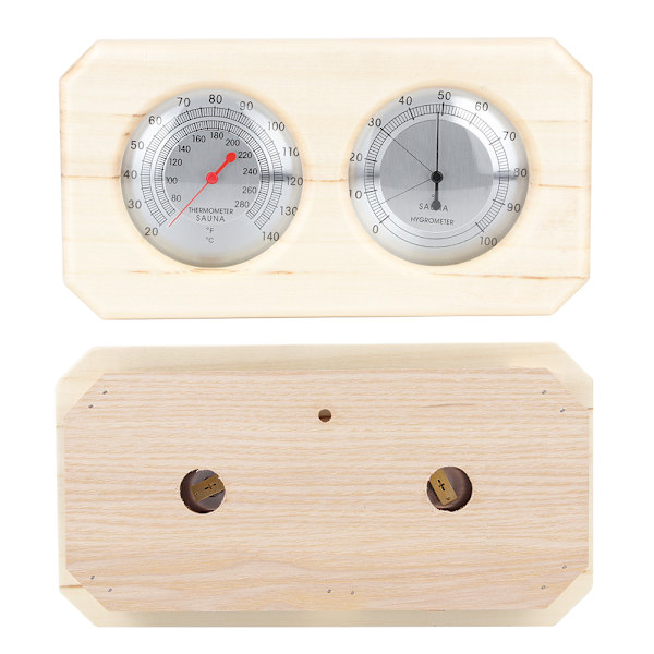 Bærbar 2-i-1 Træ Termometer Hygrometer Damp Sauna Rum Tilbehør