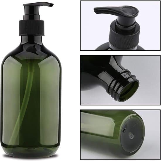 3-pack 500 ml påfyllningsbara PET-pumpflaskor för schampo, tvål, balsam, duschgel, lotion, transparent grön