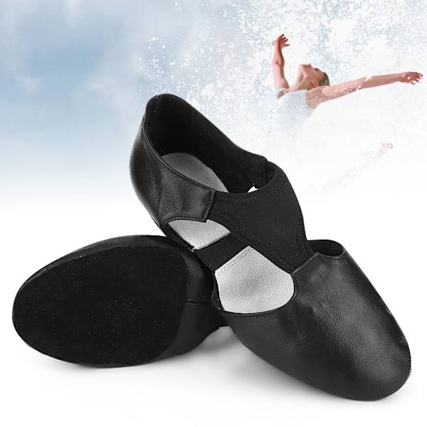 1 par PU-läder Jazz Ballroom Black Dance Shoes Vuxna Flickor Barn Dans Sko(39)