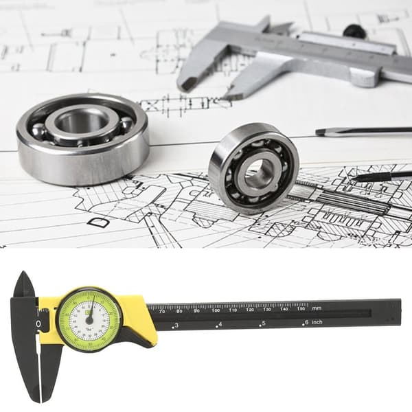 Plast Dial Vernier Caliper Linjal - Profesjonelt 0-150mm Måleverktøy (Gul)