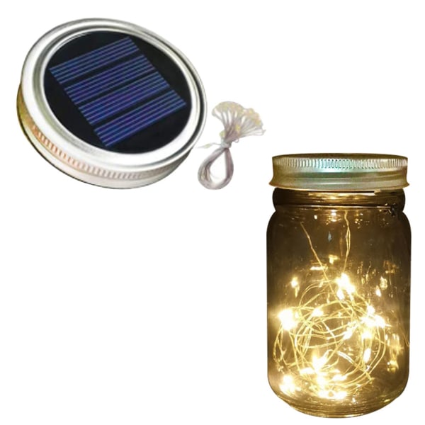 Solcellsburk lock String Lights LED Vattentät Fairy Jar Lids Lights för uteplats trädgård bröllop