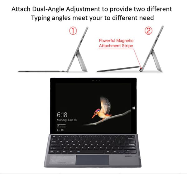 Erstatningstastaturdeksel, styreflate og musematte for Microsoft Surface Pro 7+, 7, Pro 6, Pro 5, Pro 4 og 3.