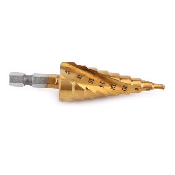 1 pc High Speed Steel Titanium Coated Step Drill Spiral Flute Hex Shank Power Tool 4-20 mm