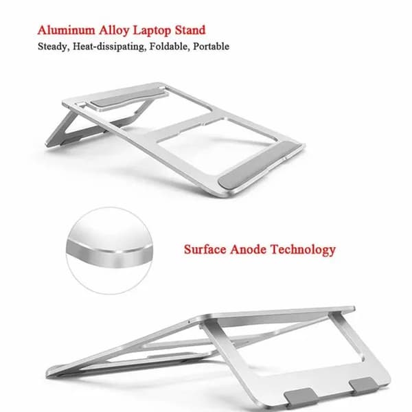 Vikbart laptopställ i aluminiumlegering - 18° lutning - 68 mm höjd - 12–17 tum