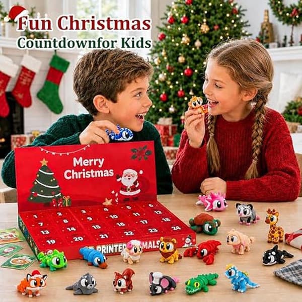 JOICEE 2026 julkalender med mini 3D-printade djurleksaker Red