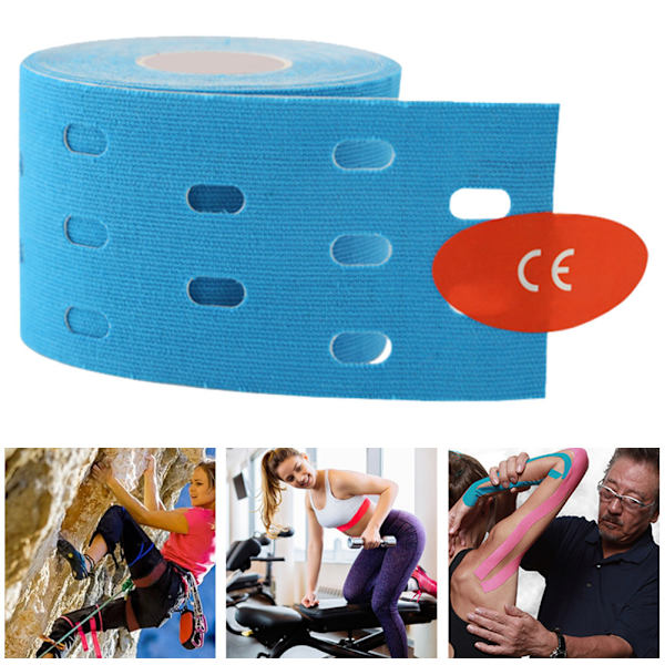5cm*5m Perforeret Elastisk Klæbende Sportstape Muskel Taping Strapping Bandage Sort