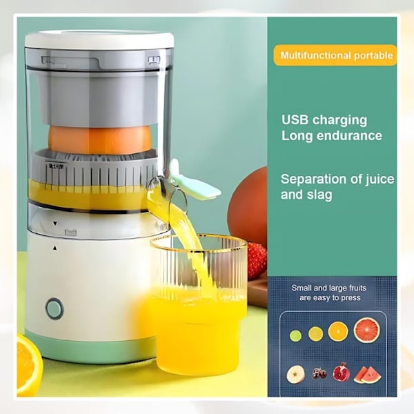 Elektrisk Saftpresser Genopladelig - Citrus Saftpresser Maskiner med USB Saftpresser til Appelsin, Citron, Grapefrugt