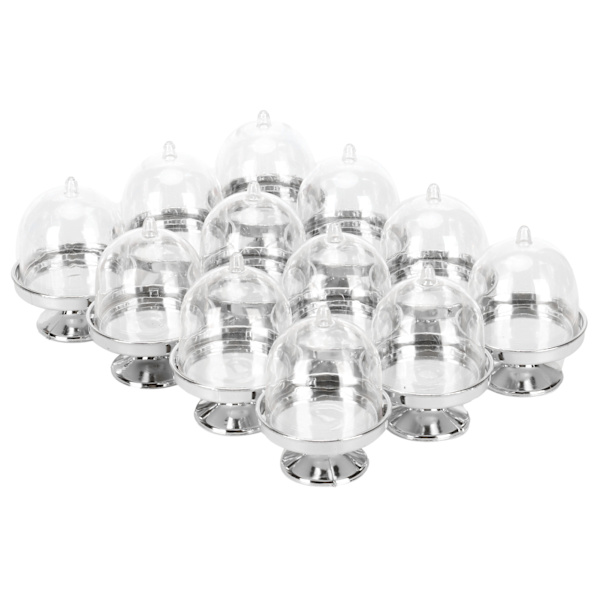 12 Sæt Mini Slikboks Kage Stativ Cupcake Slik Display Plade med Låg Fest Tilbehør