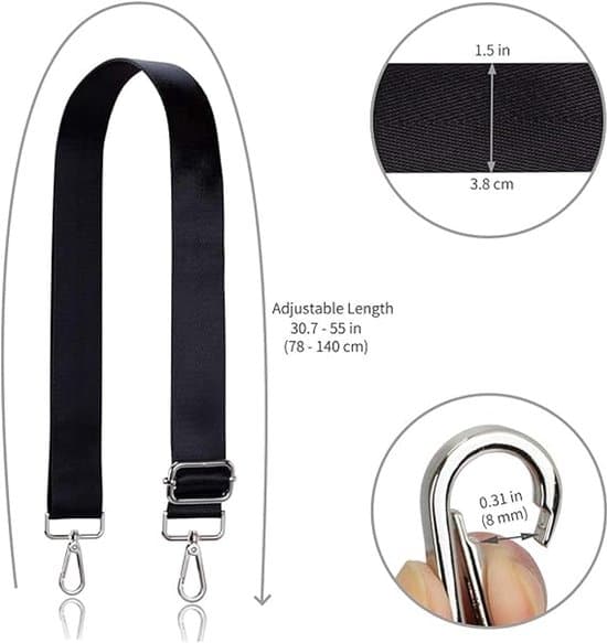 Adjustable and Replaceable Shoulder Strap, Length Adjustable from 73-145 cm, Width 3.8 cm, Suitable for Tote Bags, DIY Bags, Canvas Bags, etc., Blue.