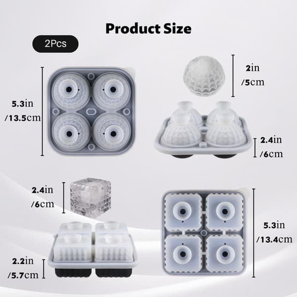 Todelt silikonisbitformsett med lokk - Stor isbitform - Egnet for whisky, cocktailer, juicer, smoothies