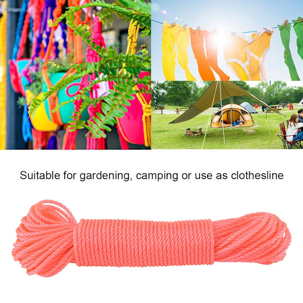 20m Nylon Reb/Line/Snøre Tøjline Have Camping Udendørs (Pink)