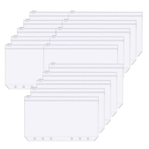 A6-storlek Flipchart-ficka 6 hål Budget kontantkuvert för budget, transparent dragkedja mapp Flipchart-ficka, vattentät PVC-mapp filpåse dokument