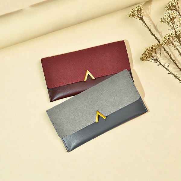 Slim tunn PU-läder kreditkortshållare Bifold Clutch plånböcker för kvinnor flickor