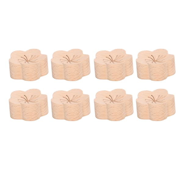 8-pack Natural Beech Wood Car Diffuser, Plum Blossom Shape, Compact Essential Oil Vent Clip for Vehicles