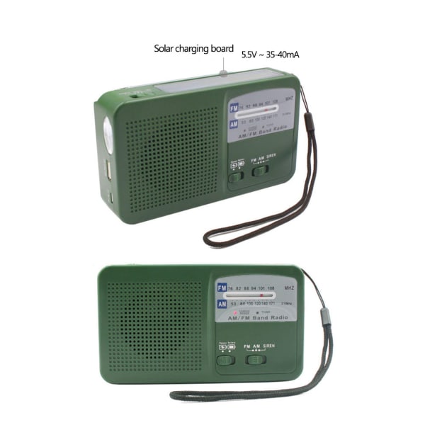 Handvevad radio multi AM FM-radio med LED-ficklampa nödladdare