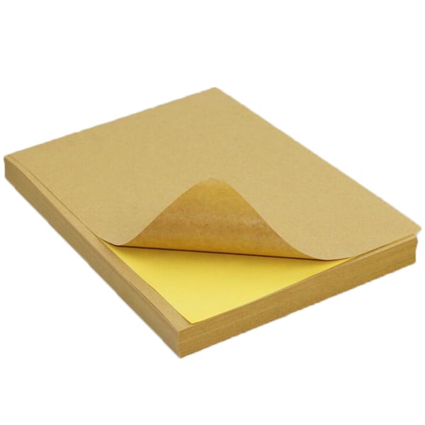 50 Sheet A4 Brown Kraft Sticker Paper Sheet Self Adhesive Label Inkjet Printer